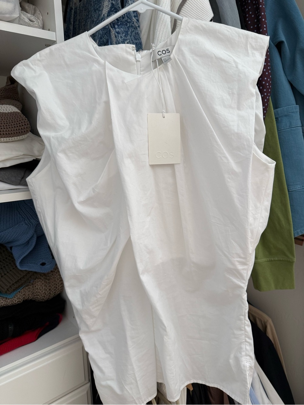 COS White cotton Sleeveless Poplin Tunic Sz 12( 20”p2p) NWT